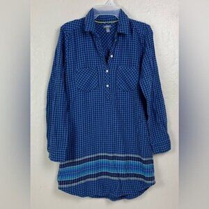 Aerie Blue Plaid Flannel Long Sleeve Dress Length 30.5 Women's Small Petite